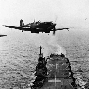 Supermarine Seafire IIc above carrier