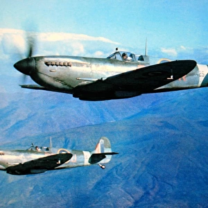 Supermarine Spitfire IX pair of No 241 Squadron aloft N