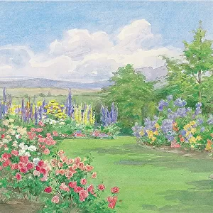 A Sussex garden Garden Flowers Watercolour painting