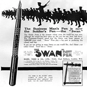 Swan Fountain Pen advertisement, World War One