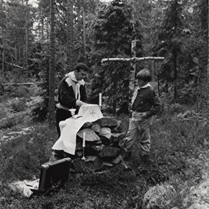 Swedish Scouts building an altar