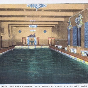 The swimming pool at the Park Central Hotel, New York, 1930s