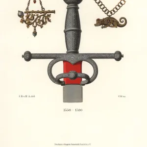 Sword hilt and gilt hunting pipes, Germany, 16th century