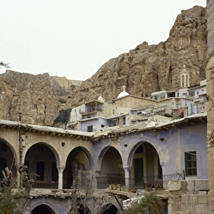 Syria. Maloula. Town built into the rugged mountainside. V