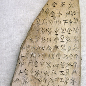 Tablet of terracotta with inscription in Cypriot syllabic sc