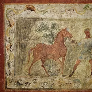 Taming horse. Roman painting. Domus. 4th C. Merida (Augusta