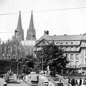 Two tanks moving through Cologne, Germany