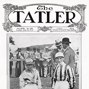 Tatler cover - jockey Steve Donoghue & son Front cover of The Tatler featuring