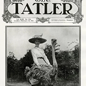 Tatler cover - Lady Moya Campbell on an ostrich