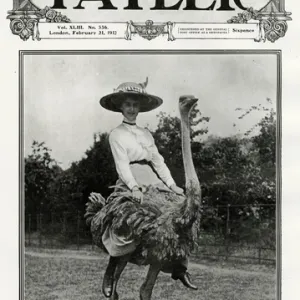 Tatler cover - Lady Moya Campbell on an ostrich