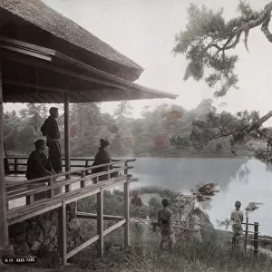 Tea house looking out over Nara Park, Japan