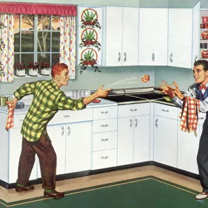 Teens Help with Dishes Date: 1948