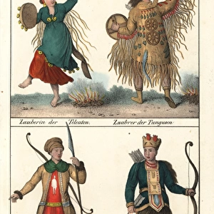 Teleut and Tungus shamans, and Tungus hunters from Siberia