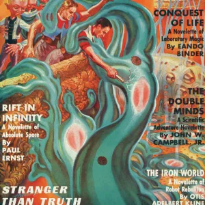 Thrilling Wonder Stories scifi magazine cover - THE DOUBLE MINDS