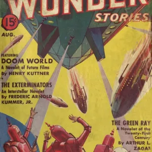Thrilling Wonder Stories scifi magazine cover, The Exterminators Thrilling Wonder Stories scifi magazine cover, The Exterminators
