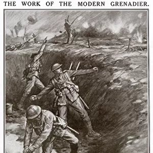 Throwing Mills Grenades in Trenches 1917