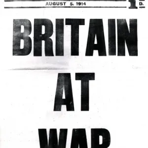 Times newspaper headlines, Britain at War, WW1