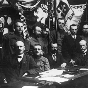Tomas Masaryk, Czech President, signing oath of faith