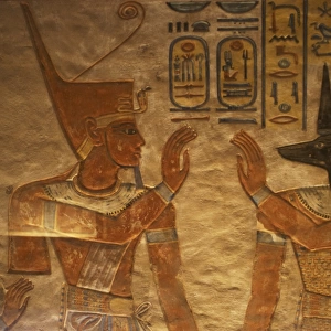 Tomb of Amen Khopshef. God Anubis on the right. Valley of t