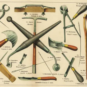 Tools used by a saddler and upholsterer