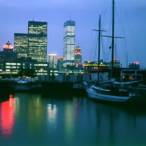 Toronto, Ontario, Canada - The Skyline and Harbour Illuminated Date: circa 1970s