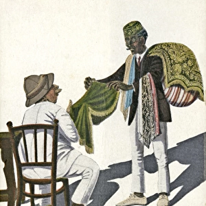 Tourist and textile salesman in Egypt