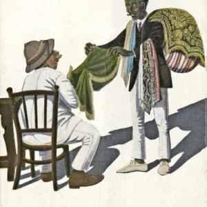 Tourist and textile salesman in Egypt