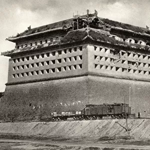 Tower on Tartar wall, Peking Beijing city walls c. 1900