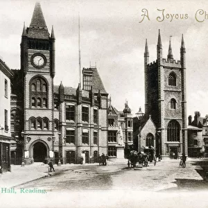 The Town Hall, Reading, Berkshire - with the Statue of Queen Victoria and St