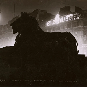 Trafalgar Square Lion at Night - The Night Watch