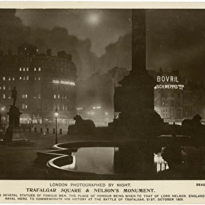Trafalgar Square and Nelsons Monument, London - at night