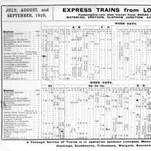 Train Timetable 1910