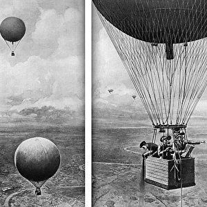 Training Royal Flying Corps officers in a balloon, WW1