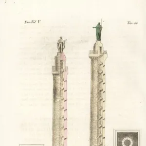 Trajans Column and the Column of Marcus Aurelius, Rome