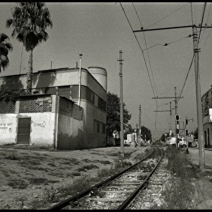 Tram track in suburbs, Valencia