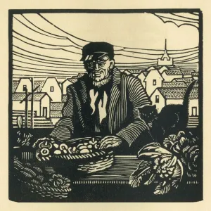 Monotone Woodcut Print by Molly MacArthur (1925) Monotone Woodcut Print by Molly MacArthur (1925)