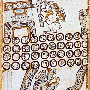 Trocortesian or Madrid Codex. s. XIV. Detail. Maya