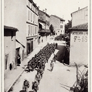 Troops from Annam marching to a camp in France 1916