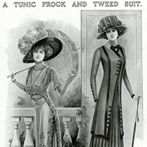 Tunic frock and tweed suit 1909