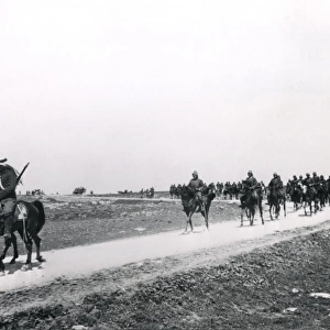 Turkish cavalry crossing Sinai desert, Egypt, WW1