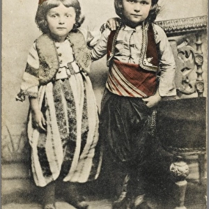 Two Turkish children in traditional costume