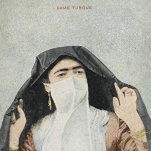 Turkish woman with long white veil