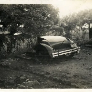 Two-seater Vintage Car Accident (car awaiting identification