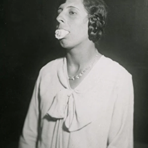 Undated photograph of Ethel Beenham with cheesecloth