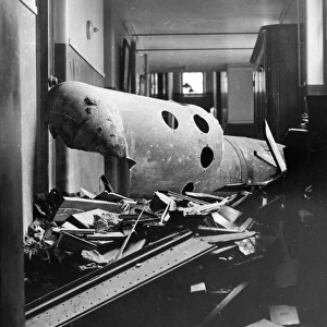 Unexploded land mine, Greycoat Hospital, London, WW2
