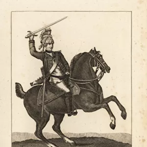 Uniform of Light Dragoon cavalry, with sword