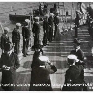 USS Oregon, American battleship, with President Wilson
