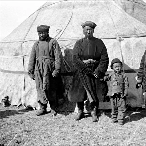 A Uyghur family and tent