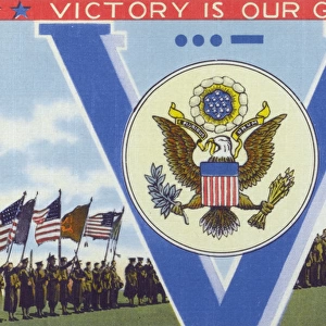 V for Victory. US World War Two propaganda postcard