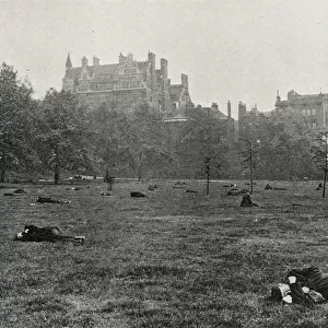 Vagrants asleep in Green Park, Central London